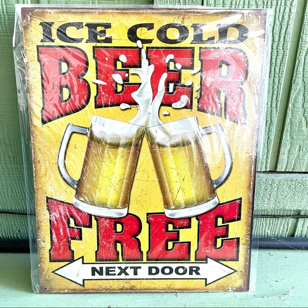 NEW Ice Cold Beer Free Metal Sign